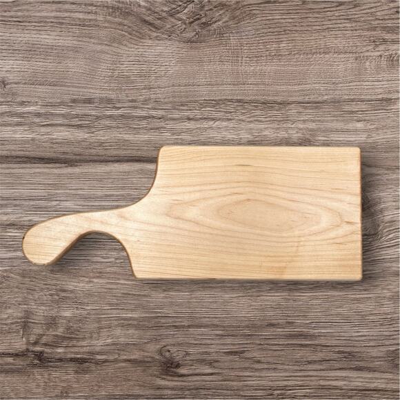 Handcrafted Cutting Board Curved Handle Made from Maple Hardwood Rustic Kitchen - Picture 2 of 5
